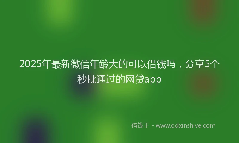 2025年最新微信年龄大的可以借钱吗，分享5个秒批通过的网贷app
