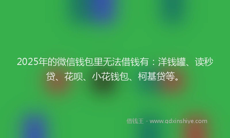 2025年的微信钱包里无法借钱有：洋钱罐、读秒贷、花呗、小花钱包、柯基贷等。