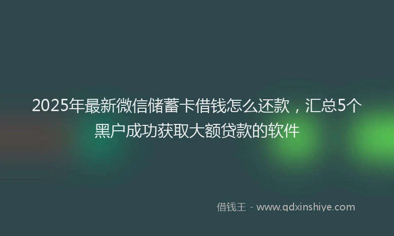 2025年最新微信储蓄卡借钱怎么还款，汇总5个黑户成功获取大额贷款的软件