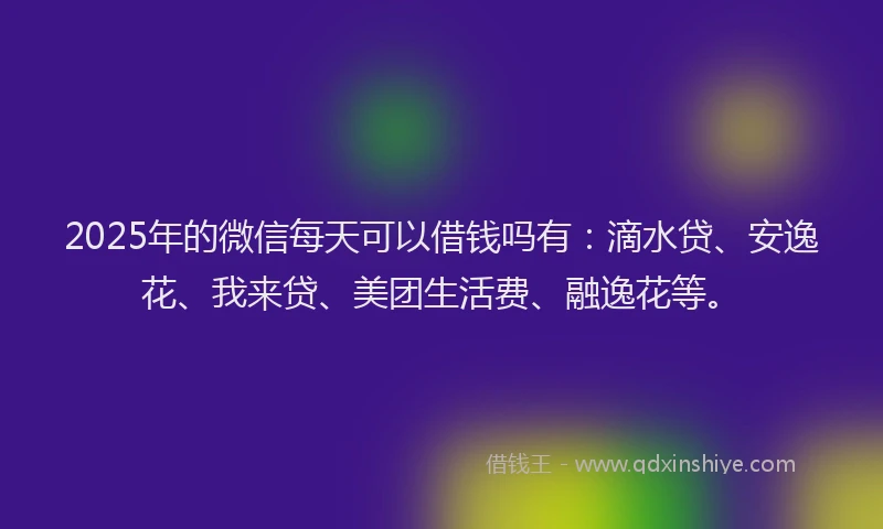 2025年的微信每天可以借钱吗有：滴水贷、安逸花、我来贷、美团生活费、融逸花等。