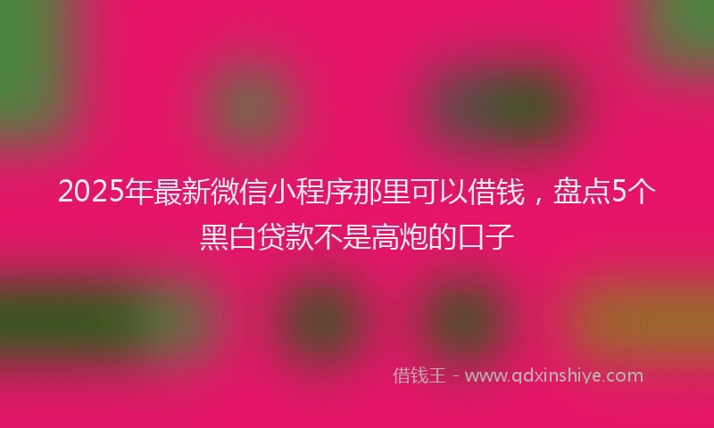 2025年最新微信小程序那里可以借钱，盘点5个黑白贷款不是高炮的口子