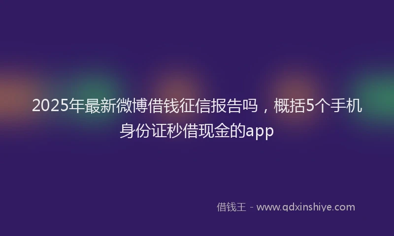 2025年最新微博借钱征信报告吗，概括5个手机身份证秒借现金的app