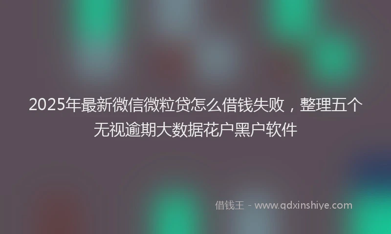 2025年最新微信微粒贷怎么借钱失败，整理五个无视逾期大数据花户黑户软件