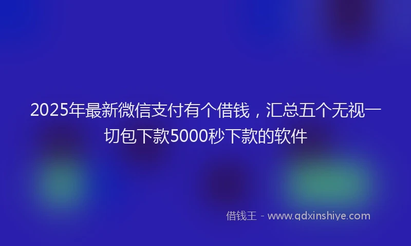 2025年最新微信支付有个借钱，汇总五个无视一切包下款5000秒下款的软件