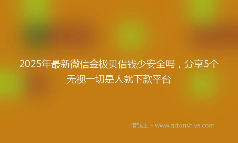 2025年最新微信金极贝借钱少安全吗，分享5个无视一切是人就下款平台