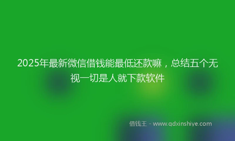 2025年最新微信借钱能最低还款嘛，总结五个无视一切是人就下款软件