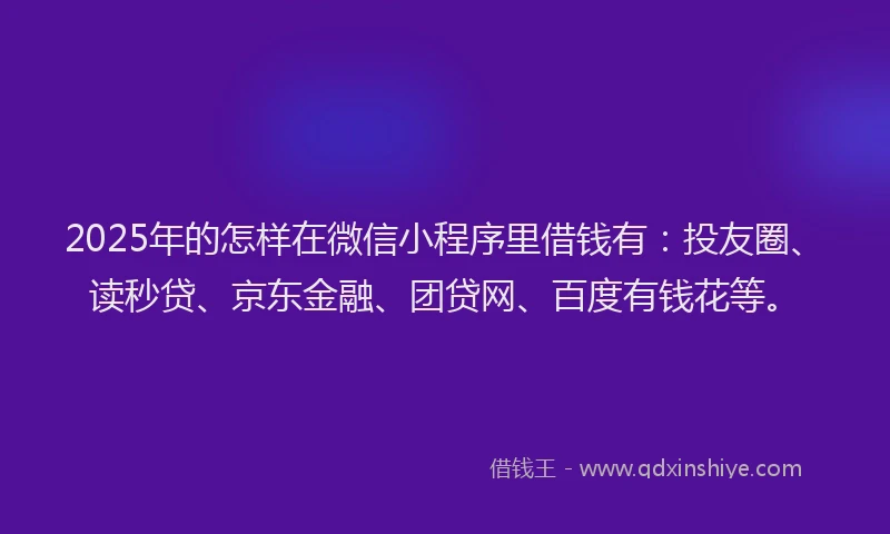 2025年的怎样在微信小程序里借钱有：投友圈、读秒贷、京东金融、团贷网、百度有钱花等。