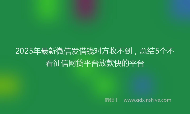 2025年最新微信发借钱对方收不到，总结5个不看征信网贷平台放款快的平台