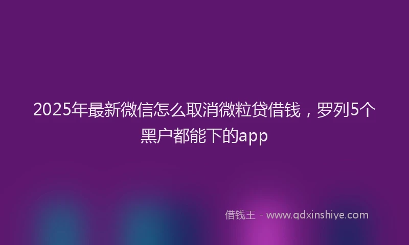 2025年最新微信怎么取消微粒贷借钱，罗列5个黑户都能下的app