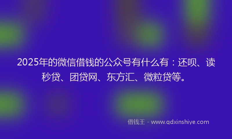 2025年的微信借钱的公众号有什么有：还呗、读秒贷、团贷网、东方汇、微粒贷等。