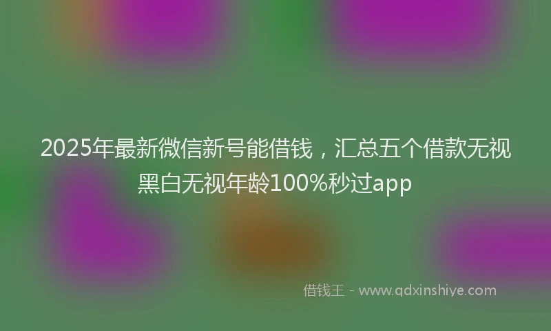 2025年最新微信新号能借钱，汇总五个借款无视黑白无视年龄100%秒过app
