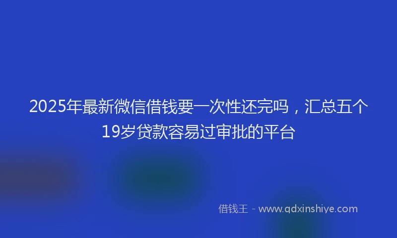 2025年最新微信借钱要一次性还完吗，汇总五个19岁贷款容易过审批的平台