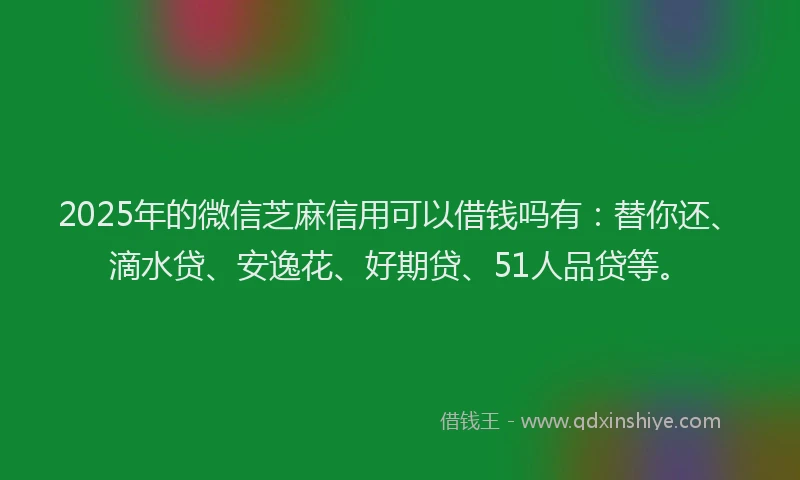 2025年的微信芝麻信用可以借钱吗有：替你还、滴水贷、安逸花、好期贷、51人品贷等。