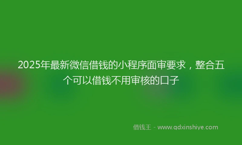 2025年最新微信借钱的小程序面审要求，整合五个可以借钱不用审核的口子