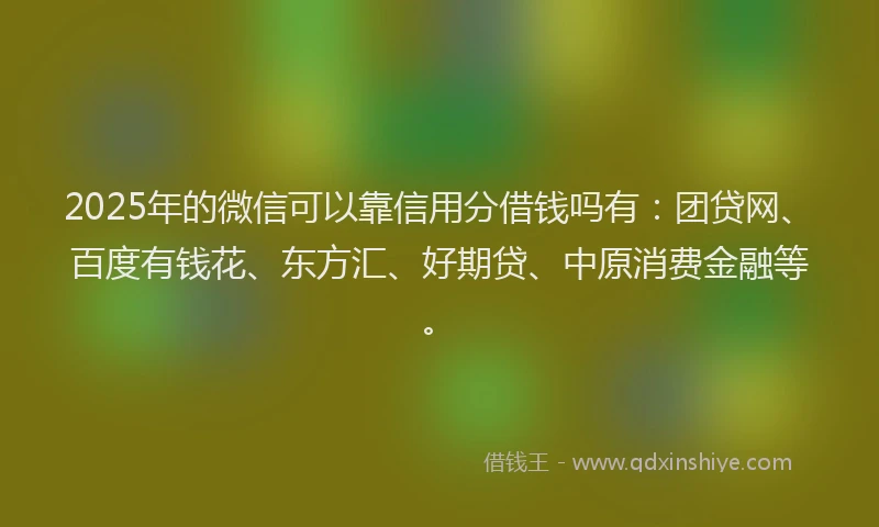 2025年的微信可以靠信用分借钱吗有：团贷网、百度有钱花、东方汇、好期贷、中原消费金融等。