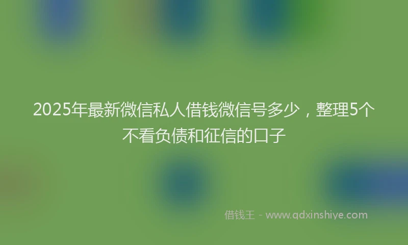 2025年最新微信私人借钱微信号多少，整理5个不看负债和征信的口子