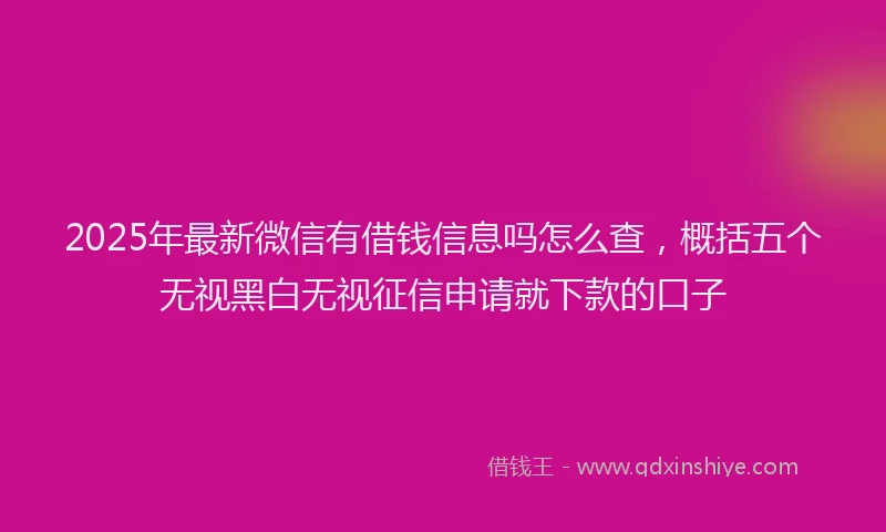 2025年最新微信有借钱信息吗怎么查，概括五个无视黑白无视征信申请就下款的口子