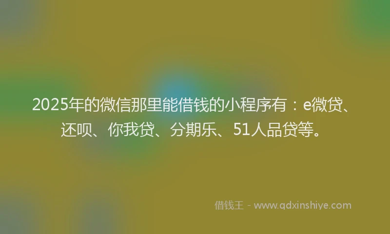 2025年的微信那里能借钱的小程序有：e微贷、还呗、你我贷、分期乐、51人品贷等。