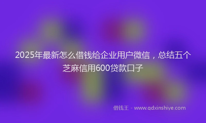 2025年最新怎么借钱给企业用户微信，总结五个芝麻信用600贷款口子