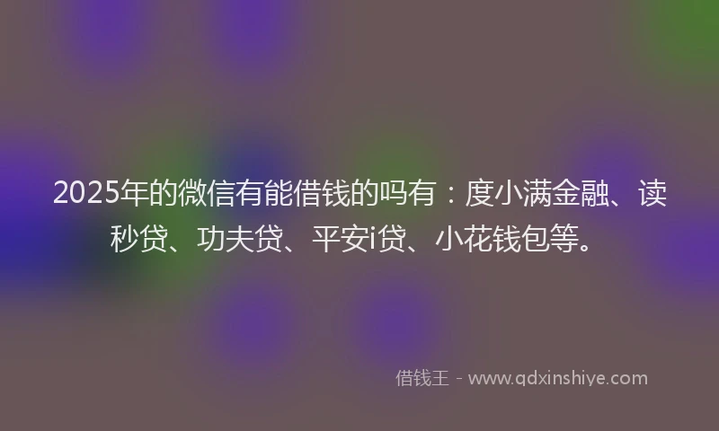 2025年的微信有能借钱的吗有：度小满金融、读秒贷、功夫贷、平安i贷、小花钱包等。