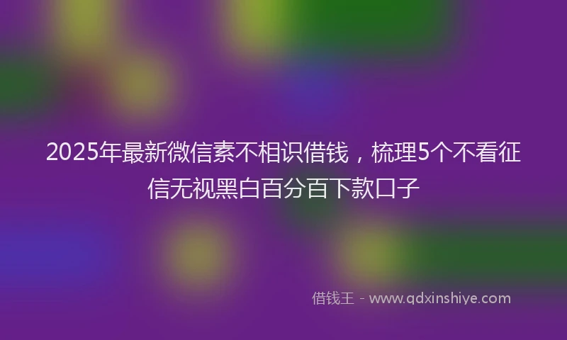 2025年最新微信素不相识借钱，梳理5个不看征信无视黑白百分百下款口子
