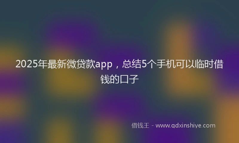 2025年最新微贷款app，总结5个手机可以临时借钱的口子