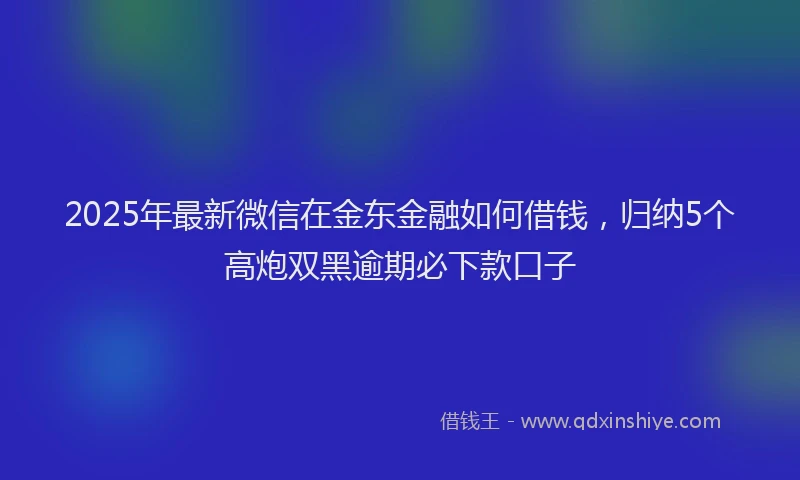 2025年最新微信在金东金融如何借钱，归纳5个高炮双黑逾期必下款口子