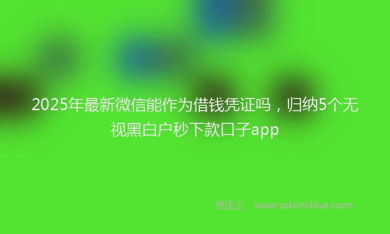 2025年最新微信能作为借钱凭证吗，归纳5个无视黑白户秒下款口子app