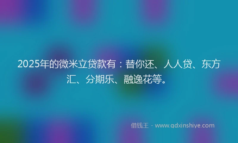2025年的微米立贷款有：替你还、人人贷、东方汇、分期乐、融逸花等。
