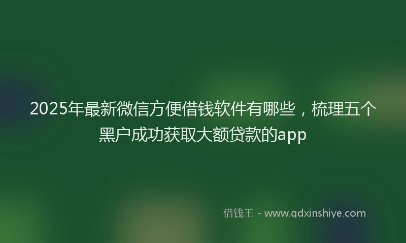 2025年最新微信方便借钱软件有哪些，梳理五个黑户成功获取大额贷款的app