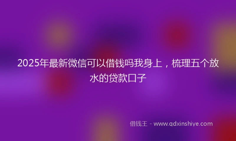 2025年最新微信可以借钱吗我身上，梳理五个放水的贷款口子