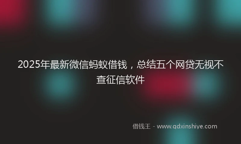 2025年最新微信蚂蚁借钱，总结五个网贷无视不查征信软件