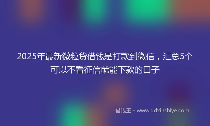2025年最新微粒贷借钱是打款到微信，汇总5个可以不看征信就能下款的口子