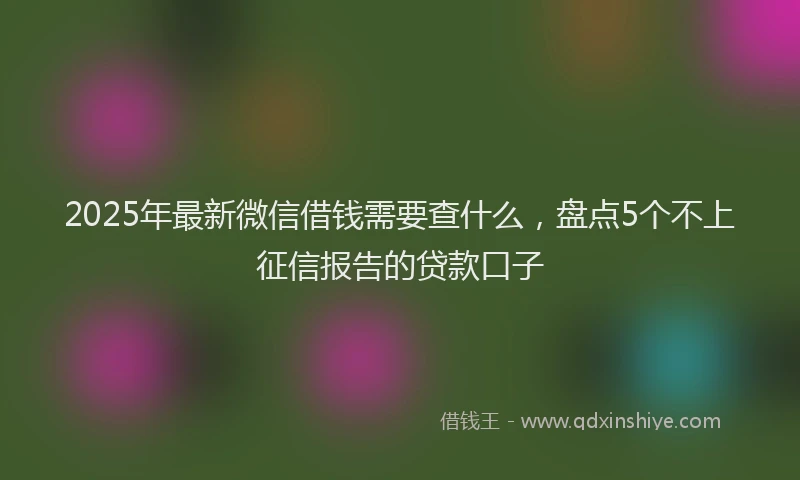 2025年最新微信借钱需要查什么，盘点5个不上征信报告的贷款口子