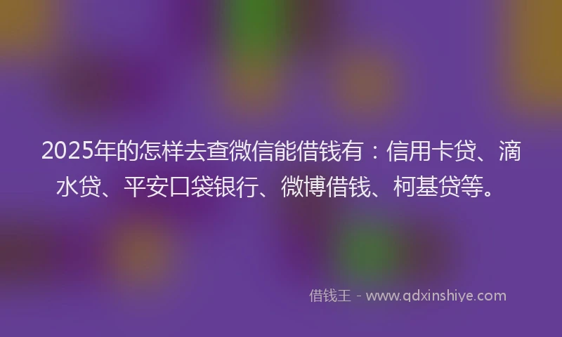 2025年的怎样去查微信能借钱有：信用卡贷、滴水贷、平安口袋银行、微博借钱、柯基贷等。