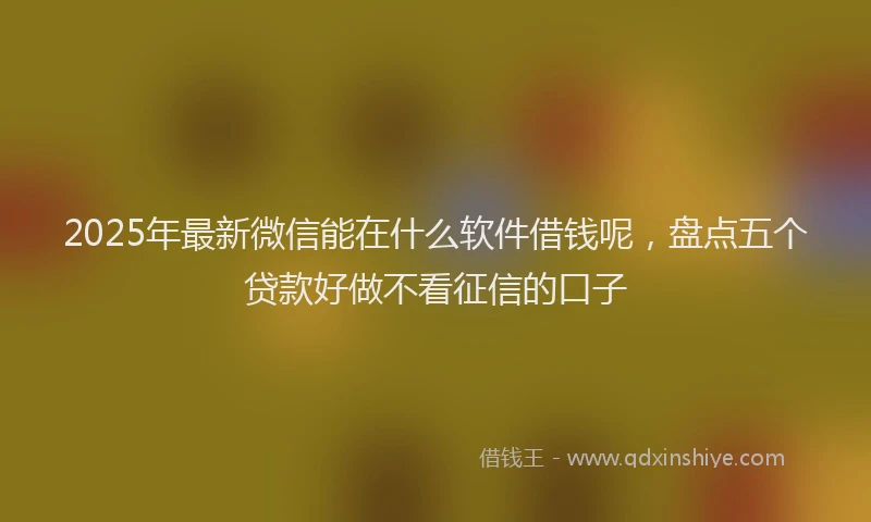 2025年最新微信能在什么软件借钱呢，盘点五个贷款好做不看征信的口子