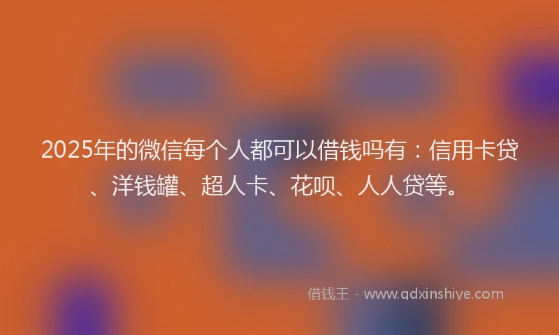 2025年的微信每个人都可以借钱吗有：信用卡贷、洋钱罐、超人卡、花呗、人人贷等。