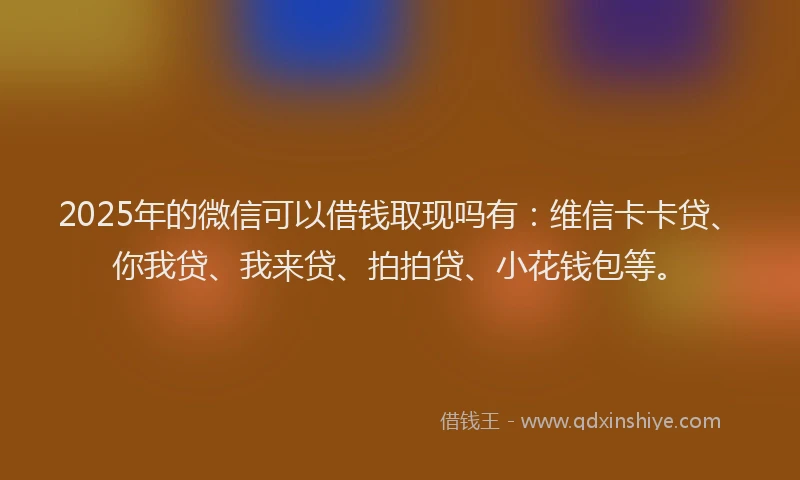 2025年的微信可以借钱取现吗有：维信卡卡贷、你我贷、我来贷、拍拍贷、小花钱包等。