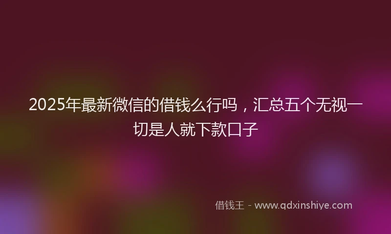 2025年最新微信的借钱么行吗，汇总五个无视一切是人就下款口子