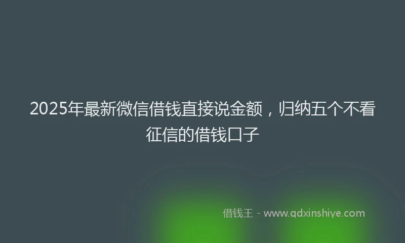2025年最新微信借钱直接说金额，归纳五个不看征信的借钱口子