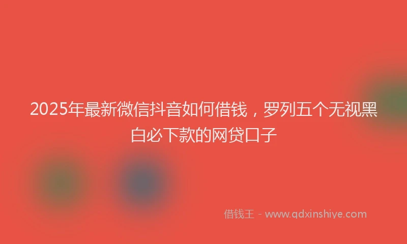 2025年最新微信抖音如何借钱，罗列五个无视黑白必下款的网贷口子