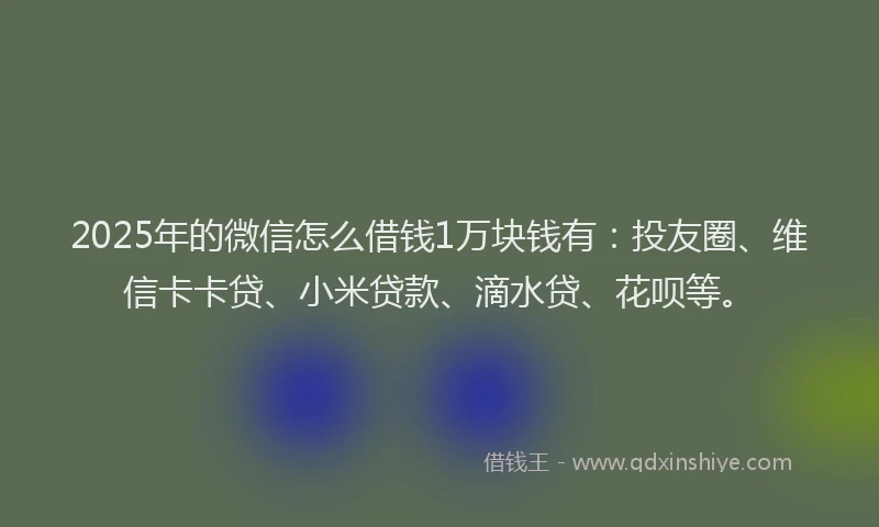 2025年的微信怎么借钱1万块钱有：投友圈、维信卡卡贷、小米贷款、滴水贷、花呗等。