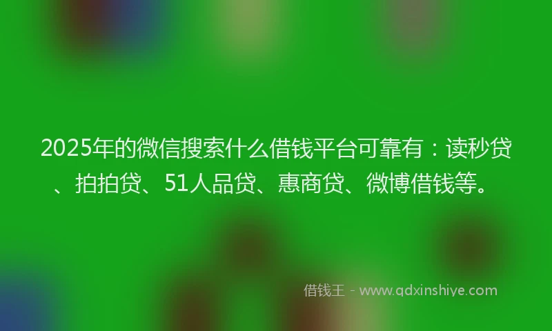2025年的微信搜索什么借钱平台可靠有：读秒贷、拍拍贷、51人品贷、惠商贷、微博借钱等。