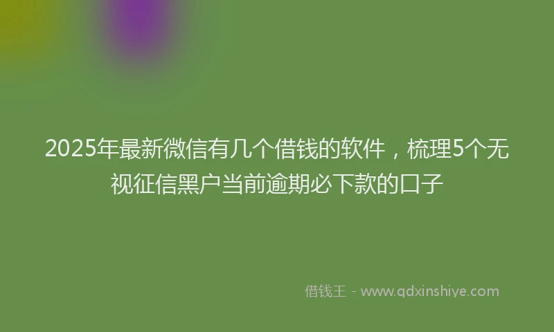 2025年最新微信有几个借钱的软件，梳理5个无视征信黑户当前逾期必下款的口子