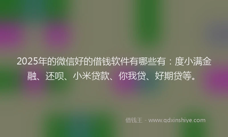 2025年的微信好的借钱软件有哪些有：度小满金融、还呗、小米贷款、你我贷、好期贷等。