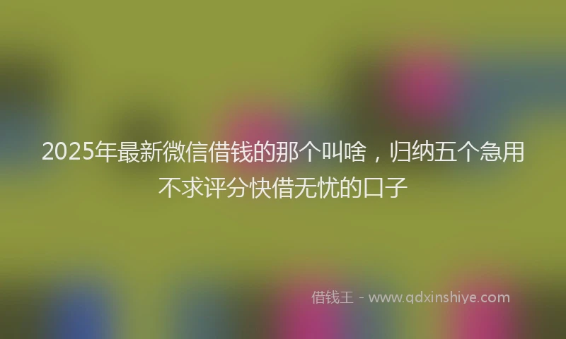 2025年最新微信借钱的那个叫啥，归纳五个急用不求评分快借无忧的口子