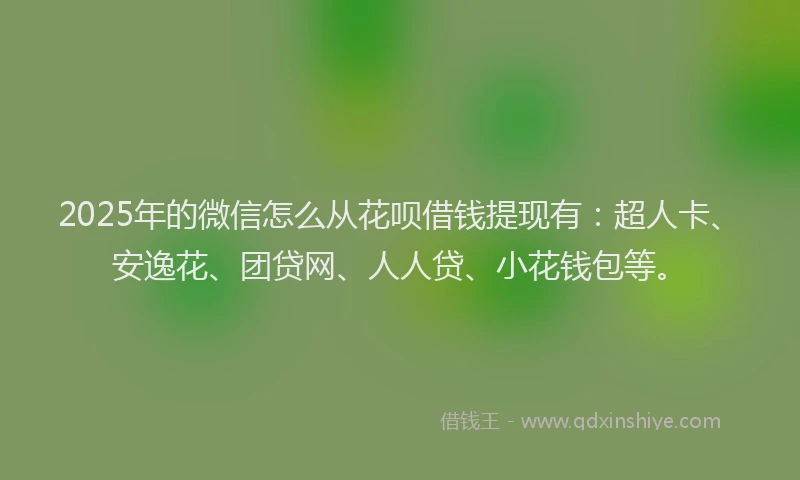 2025年的微信怎么从花呗借钱提现有：超人卡、安逸花、团贷网、人人贷、小花钱包等。
