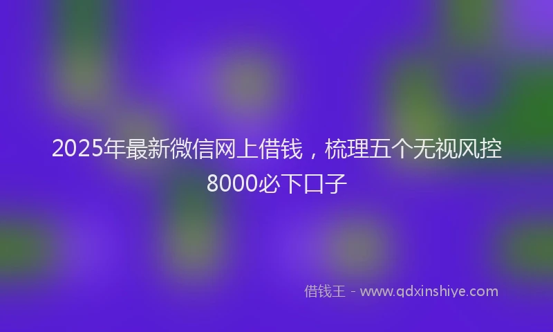 2025年最新微信网上借钱，梳理五个无视风控8000必下口子