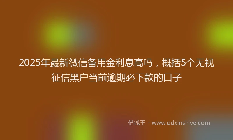 2025年最新微信备用金利息高吗，概括5个无视征信黑户当前逾期必下款的口子