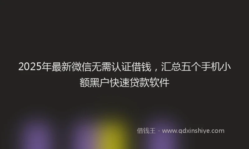 2025年最新微信无需认证借钱，汇总五个手机小额黑户快速贷款软件